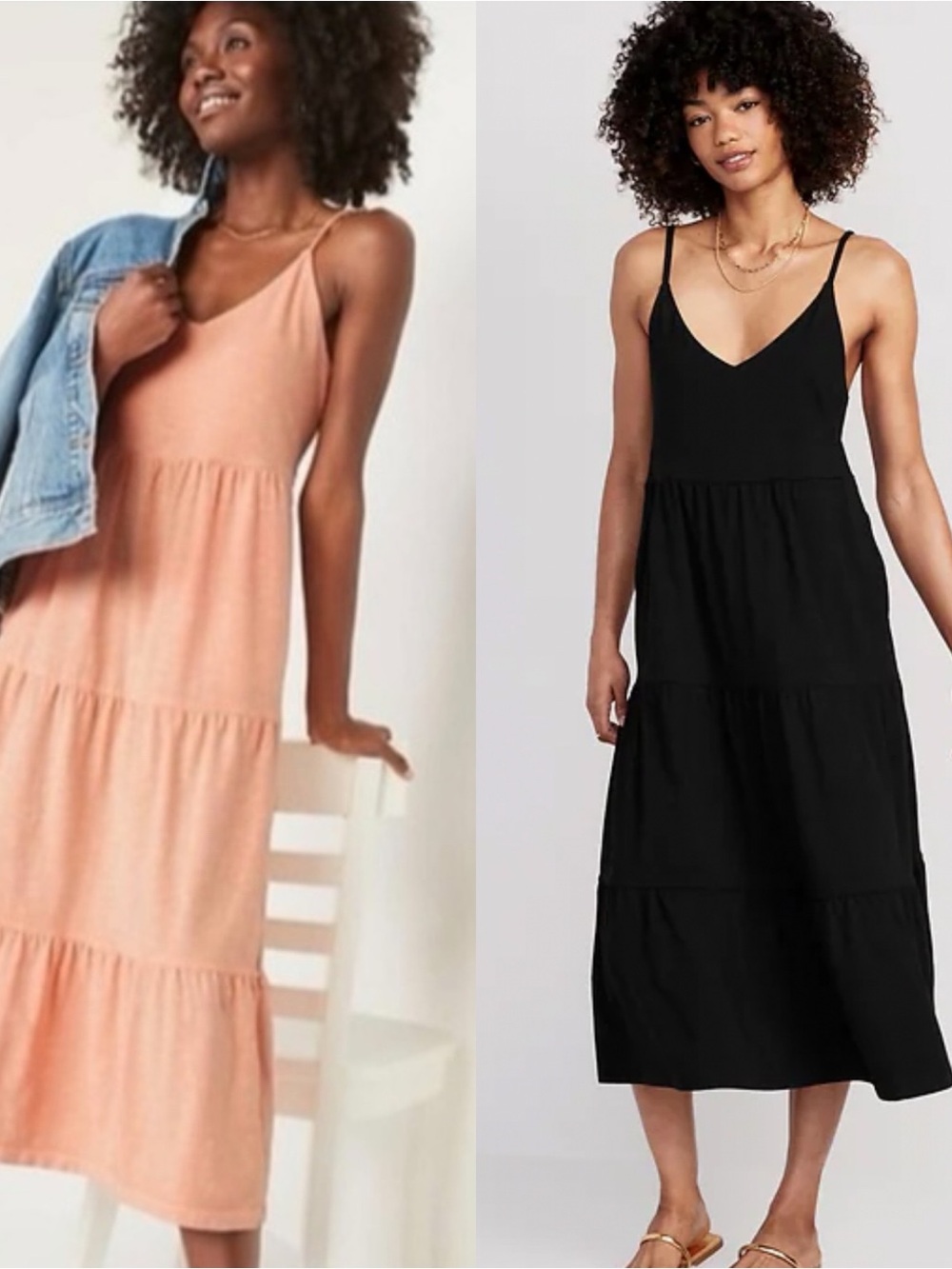 Old Navy Spaghetti-Strap Tiered Maxi Dress - Peach and Black (2)